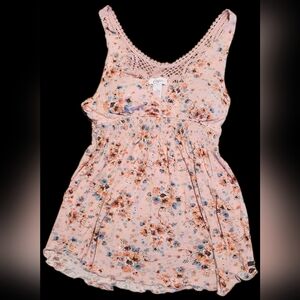 Floral Crochet Detail Tank Blousy Top